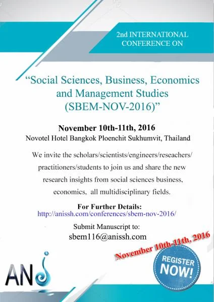 2nd International Conference on Social Sciences, Business, Economics and Management Studies (SBEM-NOV-2016) November 10th-11th, 2016