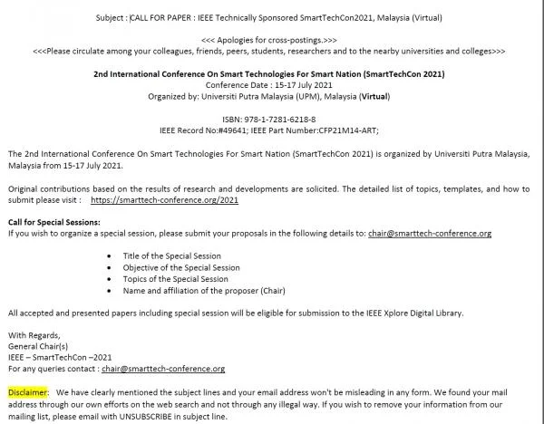 2nd International Conference On Smart Technologies For Smart Nation (SmartTechCon 2021
