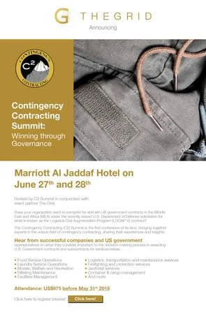 The Contingency Contracting (C²) Summit, Dubai, June 27th and 28th