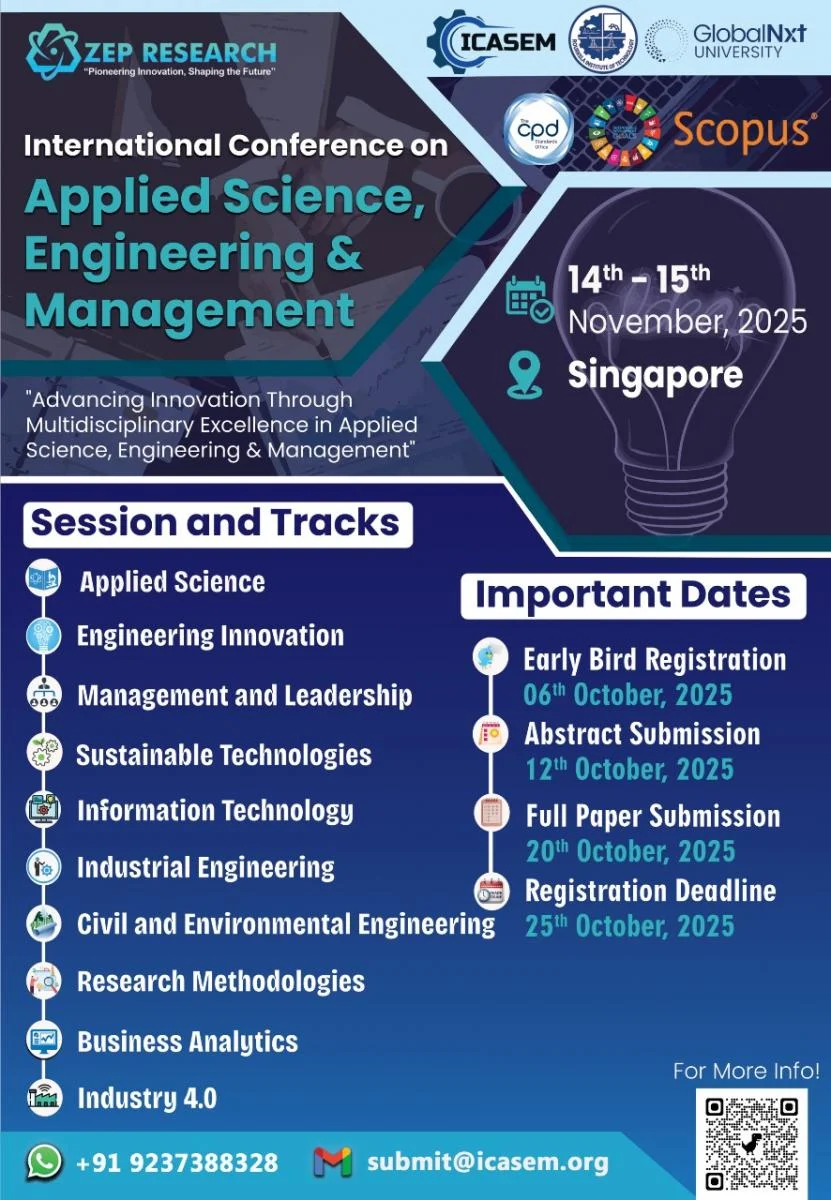 2nd International Conference on Applied Science, Engineering & Management