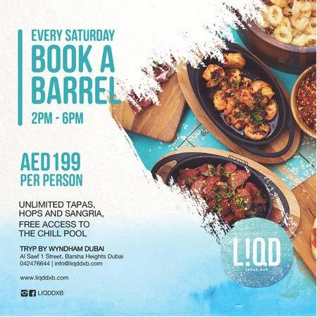 Book A Barrel Sunsets @ 199 aed from 2pm to 6pm every Saturday