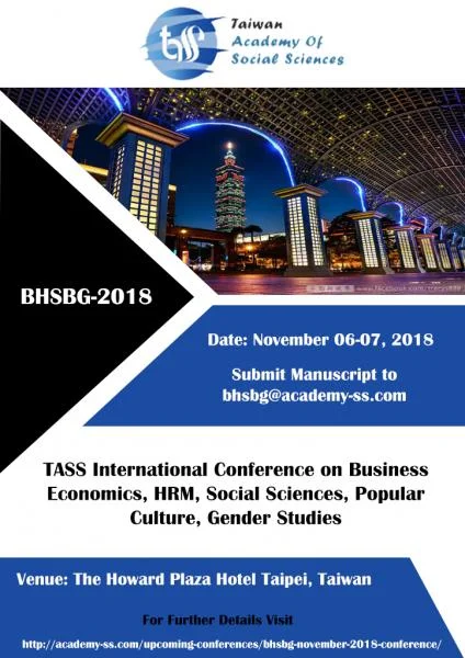 TASS International Conference on Business Economics, HRM, Social Sciences, Popular Culture, Gender Studies