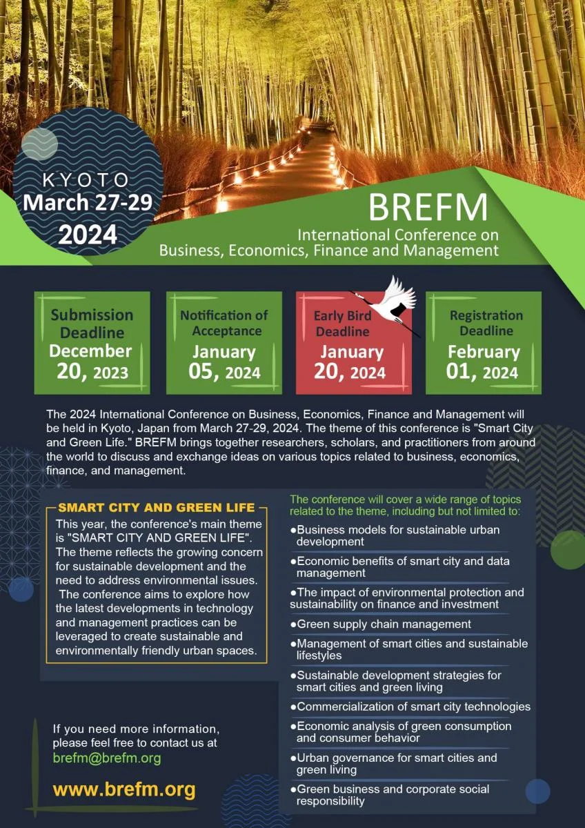 6th BREFM at KYOTO, JAPAN International Conference on Business, Economics, Finance and Management