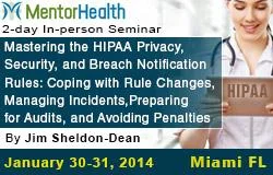 2-day In-person Seminar on Mastering the HIPAA Privacy, Security, and Breach Notification Rules	: Coping with Rule Changes, Managing Incidents, Preparing for Audits, and Avoiding Penalties
